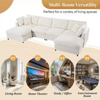 Canapé d'angle modulable 128,2W, ensemble canapé convertible en U avec poufs amovibles 4S - ModernLuxe