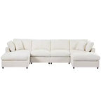 Canapé d'angle modulable 128,2W, ensemble canapé convertible en U avec poufs amovibles 4S - ModernLuxe