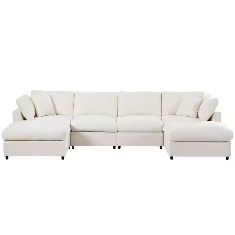 Canapé d'angle modulable 128,2W, ensemble canapé convertible en U avec poufs amovibles 4S - ModernLuxe