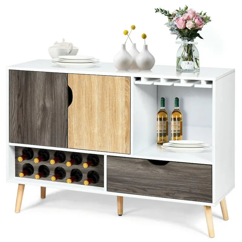 Buffet Bahut Mid-Century Armoire de Rangement en Bois - 47.5 x 15.5 x 34 (L x l x H)
