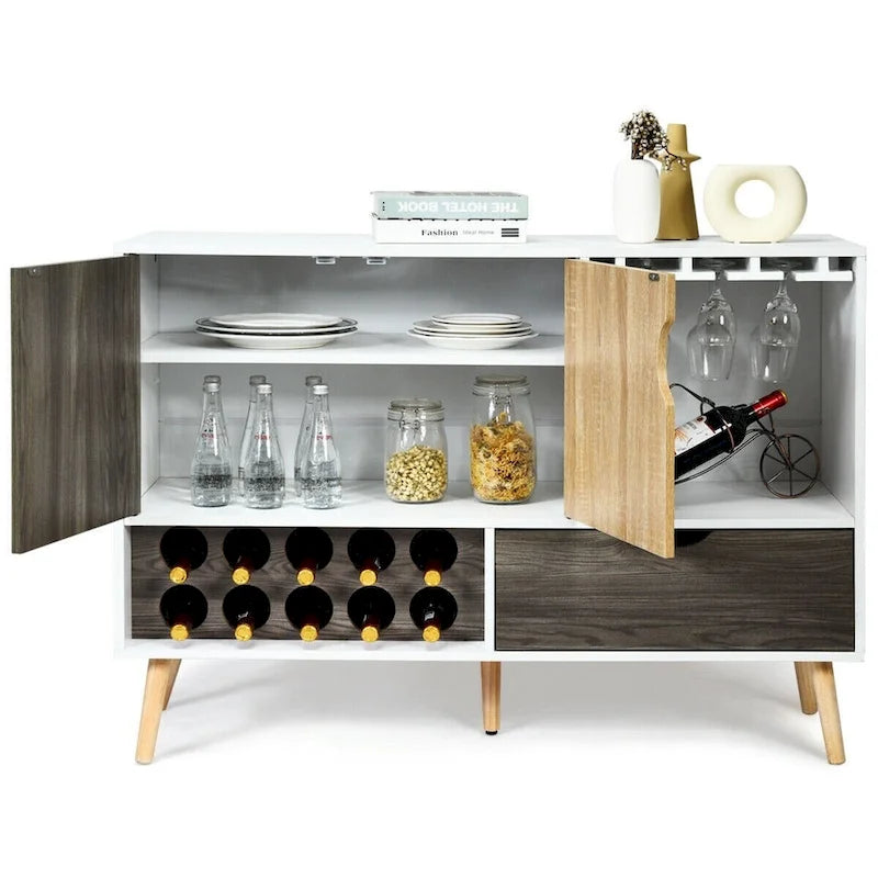 Buffet Bahut Mid-Century Armoire de Rangement en Bois - 47.5 x 15.5 x 34 (L x l x H)