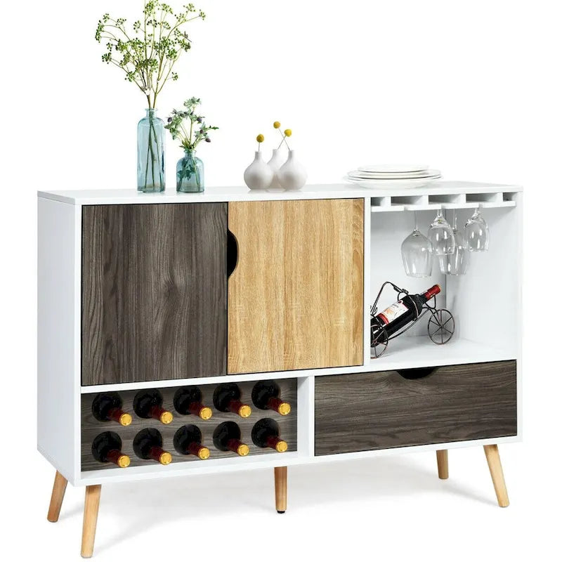 Buffet Bahut Mid-Century Armoire de Rangement en Bois - 47.5 x 15.5 x 34 (L x l x H)