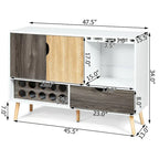 Buffet Bahut Mid-Century Armoire de Rangement en Bois - 47.5 x 15.5 x 34 (L x l x H)