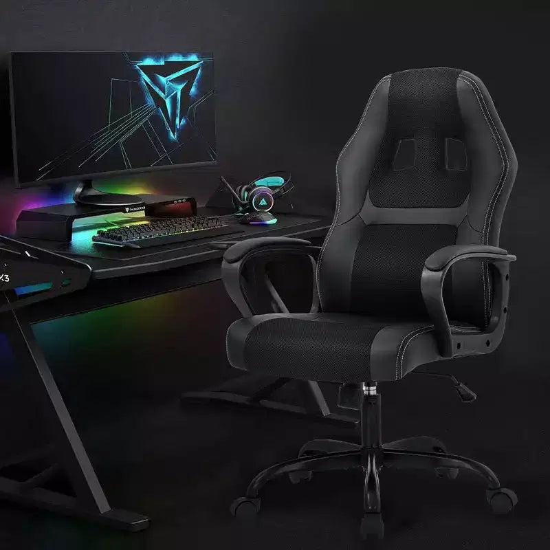 FDW Chaise de bureau gamer, Chaise de bureau ergonomique avec massage, Fauteuil de bureau en cuir PU avec support lombaire, appui-tête et accoudoirs