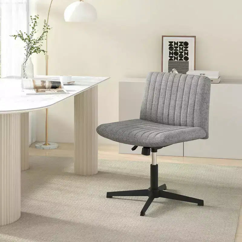 Costway Chaise de Bureau Ergonomique à Dossier Mi-Haut avec Pieds Croisés, Fauteuil d'Ordinateur Beige/Gris/Rose