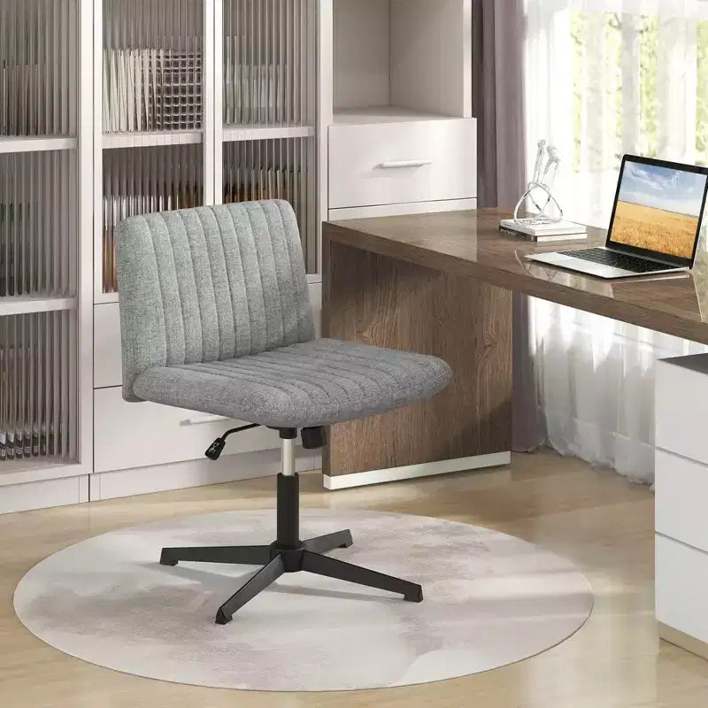 Costway Chaise de Bureau Ergonomique à Dossier Mi-Haut avec Pieds Croisés, Fauteuil d'Ordinateur Beige/Gris/Rose