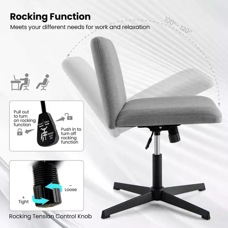 Costway Chaise de Bureau Ergonomique à Dossier Mi-Haut avec Pieds Croisés, Fauteuil d'Ordinateur Beige/Gris/Rose