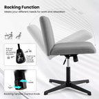 Costway Chaise de Bureau Ergonomique à Dossier Mi-Haut avec Pieds Croisés, Fauteuil d'Ordinateur Beige/Gris/Rose