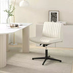 Costway Chaise de Bureau Ergonomique à Dossier Mi-Haut avec Pieds Croisés, Fauteuil d'Ordinateur Beige/Gris/Rose