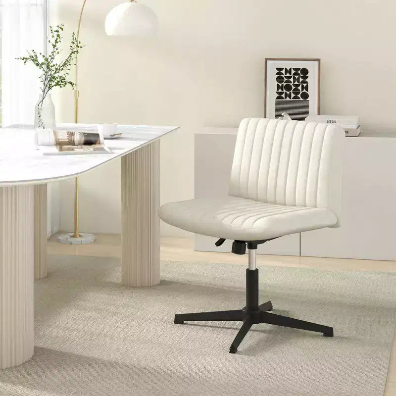 Costway Chaise de Bureau Ergonomique à Dossier Mi-Haut avec Pieds Croisés, Fauteuil d'Ordinateur Beige/Gris/Rose