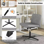 Costway Chaise de Bureau Ergonomique à Dossier Mi-Haut avec Pieds Croisés, Fauteuil d'Ordinateur Beige/Gris/Rose