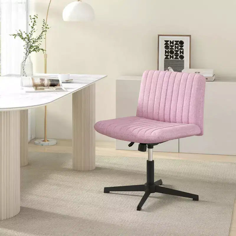 Costway Chaise de Bureau Ergonomique à Dossier Mi-Haut avec Pieds Croisés, Fauteuil d'Ordinateur Beige/Gris/Rose