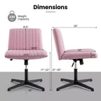 Costway Chaise de Bureau Ergonomique à Dossier Mi-Haut avec Pieds Croisés, Fauteuil d'Ordinateur Beige/Gris/Rose