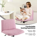 Costway Chaise de Bureau Ergonomique à Dossier Mi-Haut avec Pieds Croisés, Fauteuil d'Ordinateur Beige/Gris/Rose