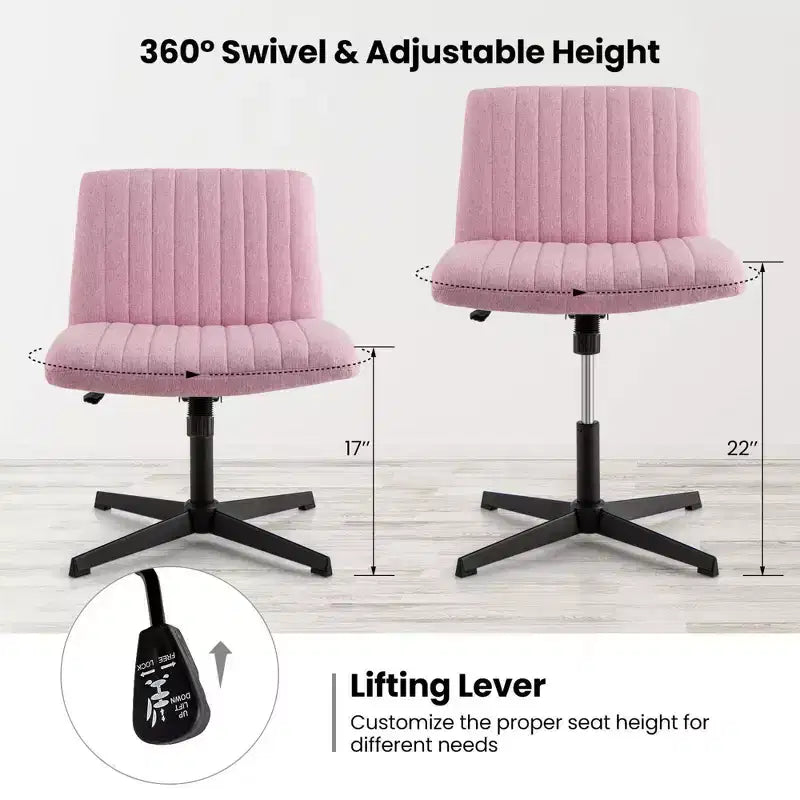 Costway Chaise de Bureau Ergonomique à Dossier Mi-Haut avec Pieds Croisés, Fauteuil d'Ordinateur Beige/Gris/Rose