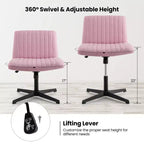 Costway Chaise de Bureau Ergonomique à Dossier Mi-Haut avec Pieds Croisés, Fauteuil d'Ordinateur Beige/Gris/Rose
