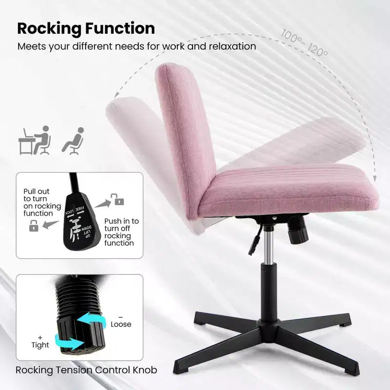 Costway Chaise de Bureau Ergonomique à Dossier Mi-Haut avec Pieds Croisés, Fauteuil d'Ordinateur Beige/Gris/Rose