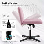 Costway Chaise de Bureau Ergonomique à Dossier Mi-Haut avec Pieds Croisés, Fauteuil d'Ordinateur Beige/Gris/Rose