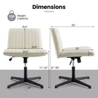 Costway Chaise de Bureau Ergonomique à Dossier Mi-Haut avec Pieds Croisés, Fauteuil d'Ordinateur Beige/Gris/Rose