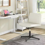 Costway Chaise de Bureau Ergonomique à Dossier Mi-Haut avec Pieds Croisés, Fauteuil d'Ordinateur Beige/Gris/Rose