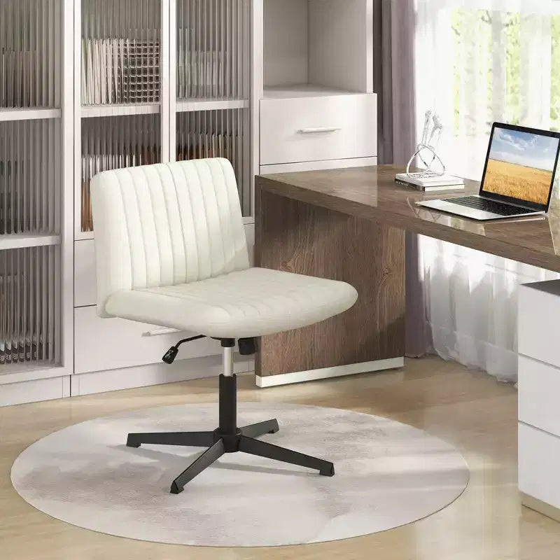 Costway Chaise de Bureau Ergonomique à Dossier Mi-Haut avec Pieds Croisés, Fauteuil d'Ordinateur Beige/Gris/Rose