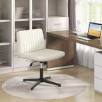 Costway Chaise de Bureau Ergonomique à Dossier Mi-Haut avec Pieds Croisés, Fauteuil d'Ordinateur Beige/Gris/Rose