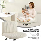 Costway Chaise de Bureau Ergonomique à Dossier Mi-Haut avec Pieds Croisés, Fauteuil d'Ordinateur Beige/Gris/Rose