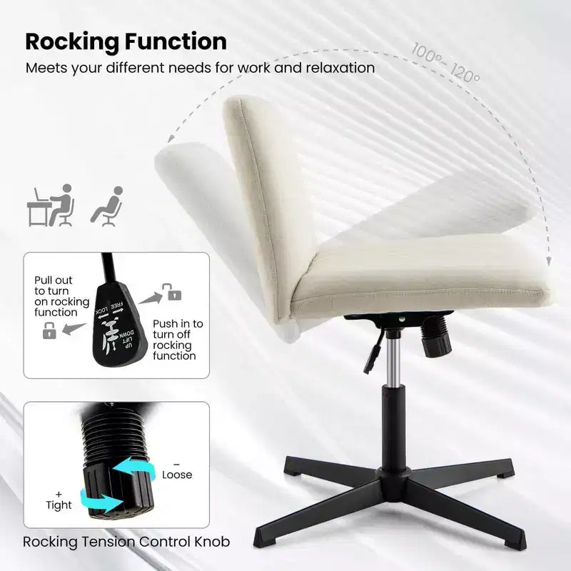 Costway Chaise de Bureau Ergonomique à Dossier Mi-Haut avec Pieds Croisés, Fauteuil d'Ordinateur Beige/Gris/Rose