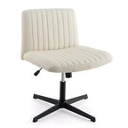 Costway Criss Cross Legged Office Chair Ergonomic Mid Back Computer Desk Chair Beige/Gray/Pink