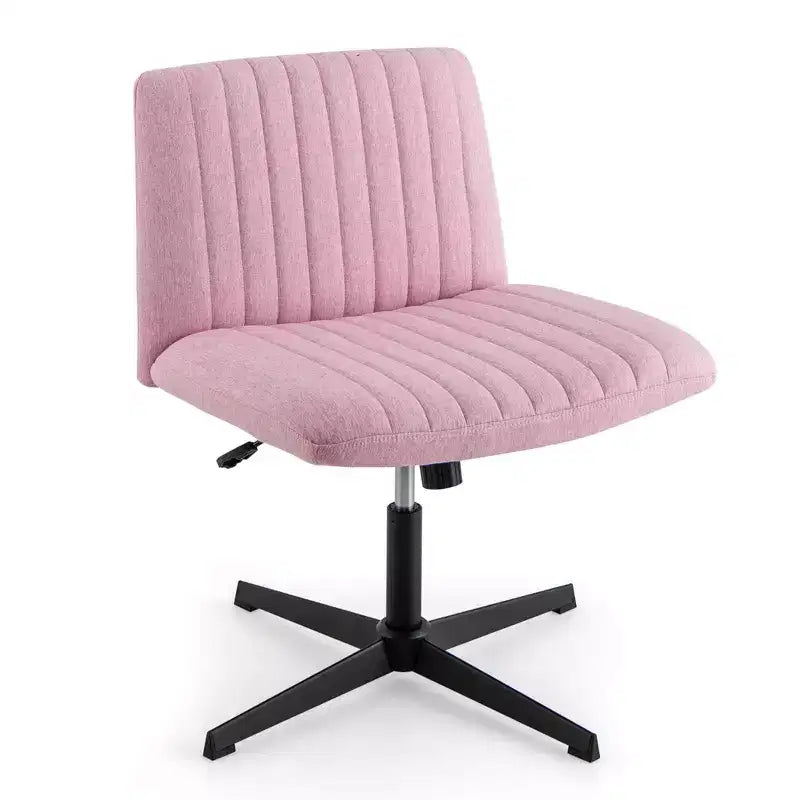 Costway Chaise de Bureau Ergonomique à Dossier Mi-Haut avec Pieds Croisés, Fauteuil d'Ordinateur Beige/Gris/Rose