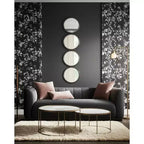 Modern Wall Mirror, Accent Mirror with Round Glass Panels, Wood & Metal Frame, Decorative Home & Office Decor for Living Room & Bedroom, 48 Black