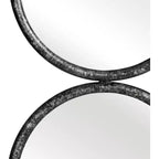 Miroir mural moderne, miroir d'appoint avec panneaux de verre ronds, cadre en bois et métal, décoration de maison et de bureau pour salon et chambre à coucher, 48 Noir