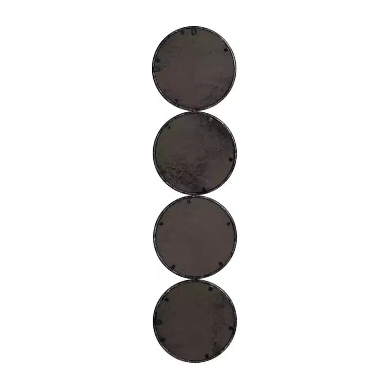 Miroir mural moderne, miroir d'appoint avec panneaux de verre ronds, cadre en bois et métal, décoration de maison et de bureau pour salon et chambre à coucher, 48 Noir