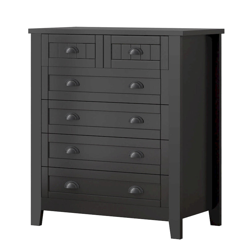 Meuble d'appoint moderne en bois massif noir avec poignée coquille rétro