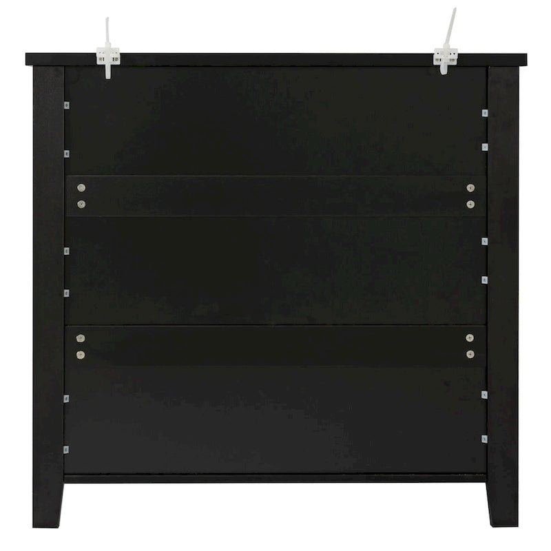 Meuble d'appoint moderne en bois massif noir avec poignée coquille rétro