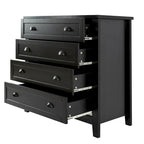 Meuble d'appoint moderne en bois massif noir avec poignée coquille rétro