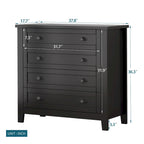 Meuble d'appoint moderne en bois massif noir avec poignée coquille rétro