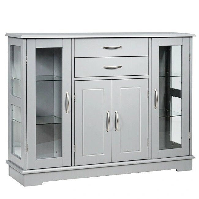 Buffet vaisselier en bois avec portes vitrées – 42 po L x 11,5 po l x 32 po H