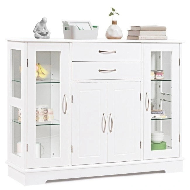 Buffet vaisselier en bois avec portes vitrées – 42 po L x 11,5 po l x 32 po H