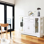 Buffet vaisselier en bois avec portes vitrées – 42 po L x 11,5 po l x 32 po H