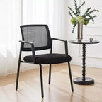 JIONJOY Fauteuil de bureau empilable avec accoudoirs et dossier en maille de 62 cm de large | Noir