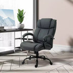 Fauteuil de bureau exécutif Vinsetto dossier haut, grande taille et robuste 220 kg avec siège large, chaise de bureau d'ordinateur en tissu de lin avec roulettes pivotantes