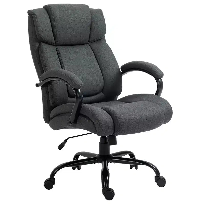 Fauteuil de bureau exécutif Vinsetto dossier haut, grande taille et robuste 220 kg avec siège large, chaise de bureau d'ordinateur en tissu de lin avec roulettes pivotantes