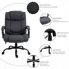 Fauteuil de bureau exécutif Vinsetto dossier haut, grande taille et robuste 220 kg avec siège large, chaise de bureau d'ordinateur en tissu de lin avec roulettes pivotantes