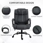 Fauteuil de bureau exécutif Vinsetto dossier haut, grande taille et robuste 220 kg avec siège large, chaise de bureau d'ordinateur en tissu de lin avec roulettes pivotantes