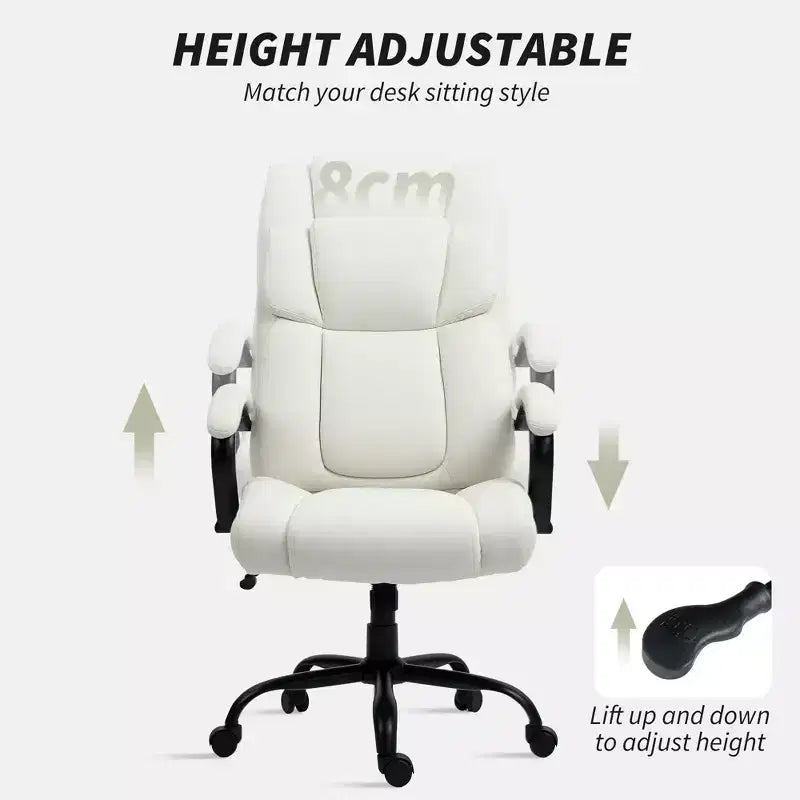 Fauteuil de bureau exécutif Vinsetto dossier haut, grande taille et robuste 220 kg avec siège large, chaise de bureau d'ordinateur en tissu de lin avec roulettes pivotantes