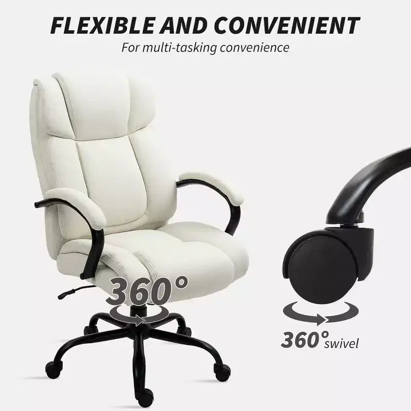 Fauteuil de bureau exécutif Vinsetto dossier haut, grande taille et robuste 220 kg avec siège large, chaise de bureau d'ordinateur en tissu de lin avec roulettes pivotantes