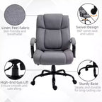 Fauteuil de bureau exécutif Vinsetto dossier haut, grande taille et robuste 220 kg avec siège large, chaise de bureau d'ordinateur en tissu de lin avec roulettes pivotantes