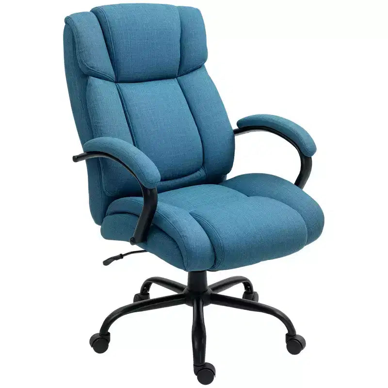 Fauteuil de bureau exécutif Vinsetto dossier haut, grande taille et robuste 220 kg avec siège large, chaise de bureau d'ordinateur en tissu de lin avec roulettes pivotantes