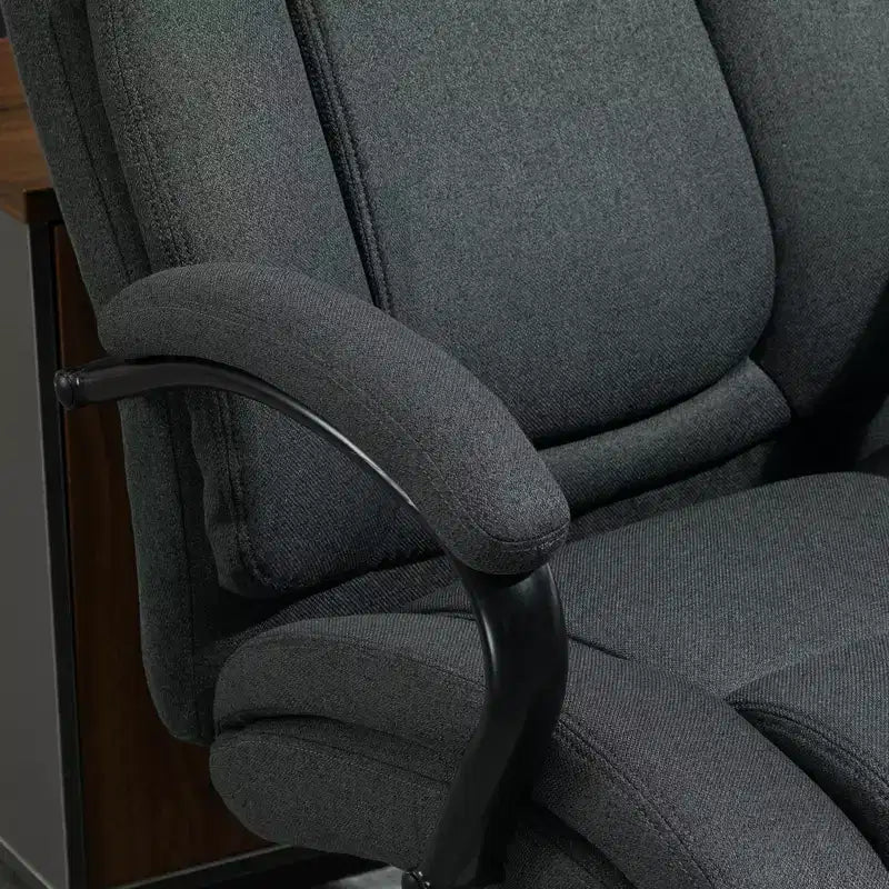 Fauteuil de bureau exécutif Vinsetto dossier haut, grande taille et robuste 220 kg avec siège large, chaise de bureau d'ordinateur en tissu de lin avec roulettes pivotantes